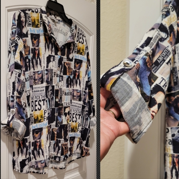 human graffiti tabloid tunic blouse large - Picture 4 of 8